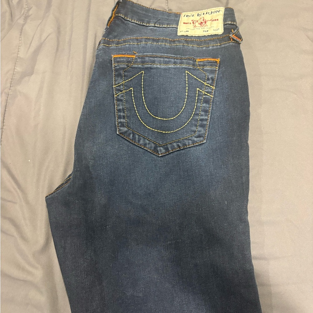 True Religion Dark Blue Denim with Contrast Stitching